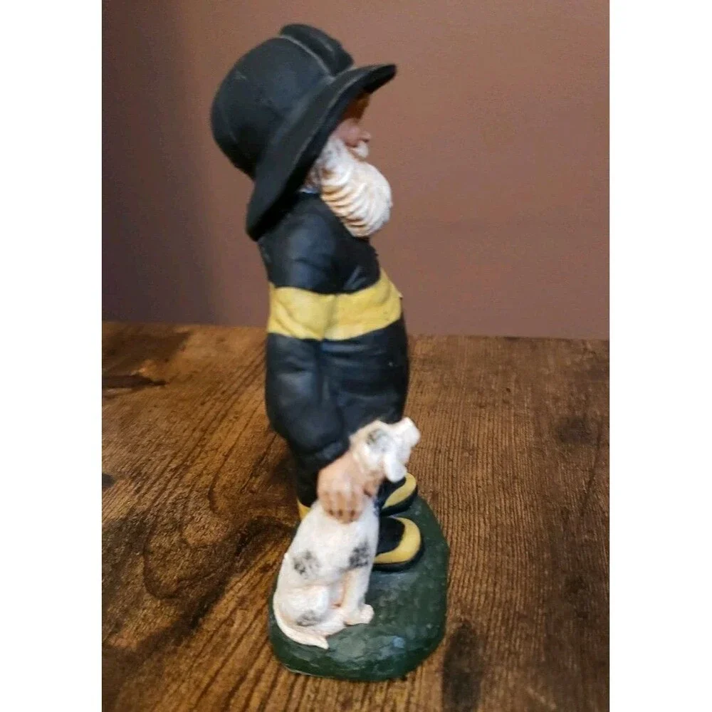 Fireman Dog Figurine Santa Axe TNT Vintage 1993 Christmas Black Yellow Dalmatian
